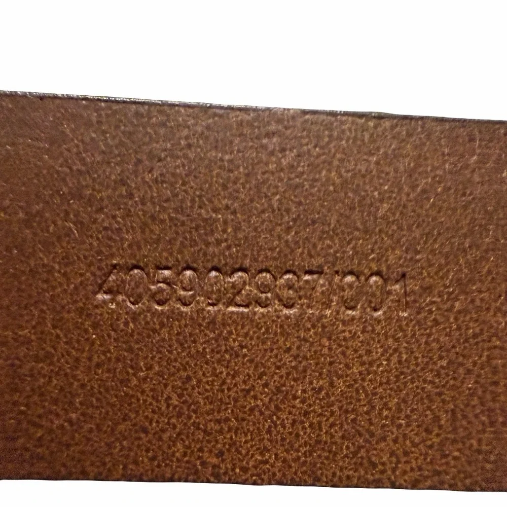 Polo Ralph Lauren Varsity P Logo Leather Belt Brown Brass Buckle Size 36 Rare